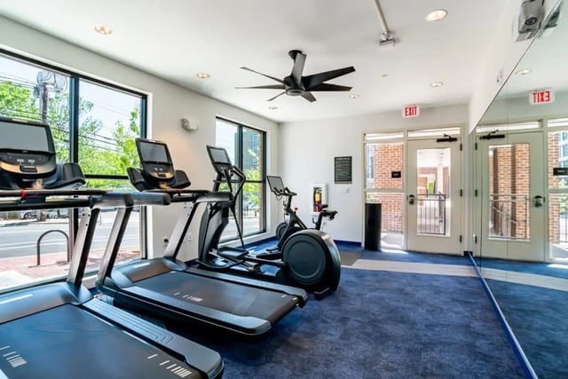 Treadmills elliptical bike gym gym at The Edition on Rosemary in Chapel Hill Student Accommodation