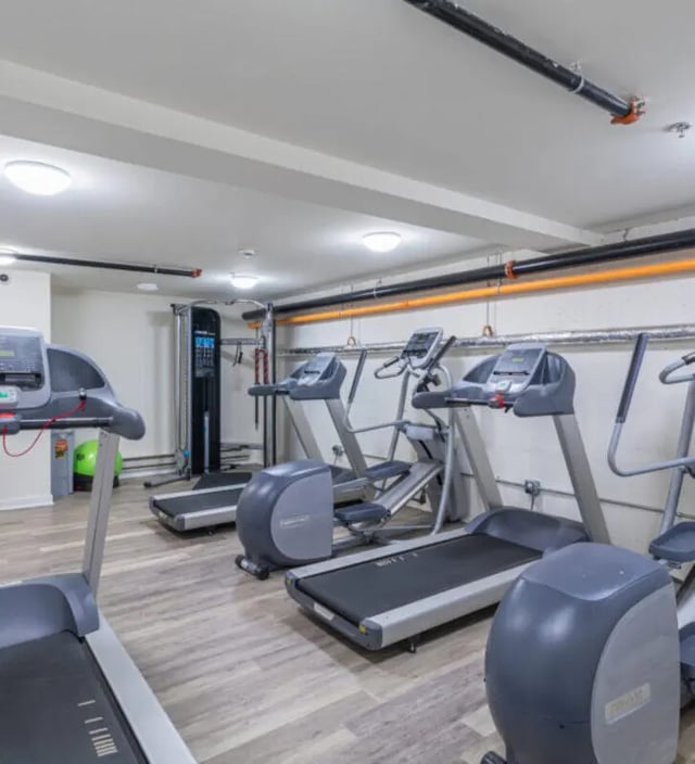 Treadmills and elliptical machines gym equipment gym at The Eleanor at Chestnut Apartments in Philadelphia Student Accommodation