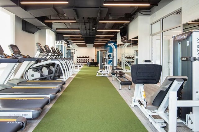 Treadmills elliptical rowing machine weight machine gym at Muse on Main in Pullman Student Accommodation