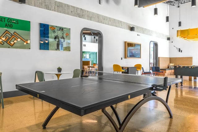 Ping pong table foosball tables game room at Merced Station in Merced Student Accommodation
