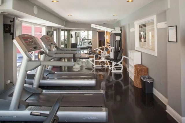 Treadmills and gym equipment fitness center at Hawks Pointe II in Lawrence Student Accommodation