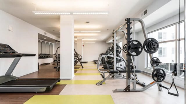 Treadmill weight racks and exercise machines gym at The Vista Apartments in Boise Student Accommodation