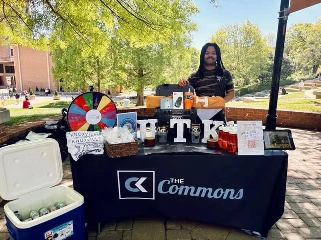 Spinning wheel Yeti cooler and table event exterior at The Commons at Knoxville in Knoxville Student Accommodation