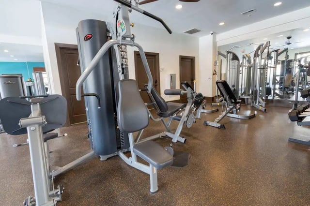 Weight machines and exercise equipment gym at The Waverly in Newark Student Accommodation