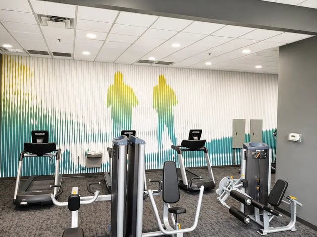 Treadmills and weight machines fitness area at SoCam 290 Apartments in New Brunswick Student Accommodation