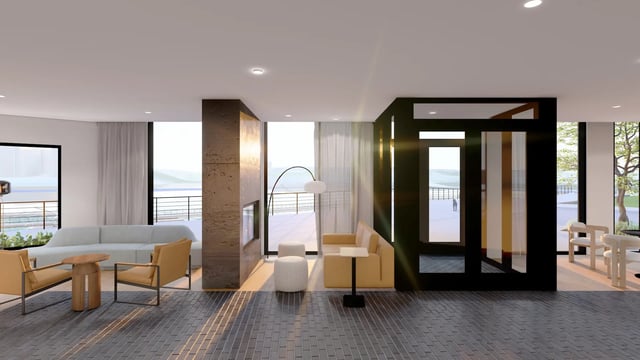 Modern seating area with couch and chairs Living room at Villas Knoxville in Knoxville Student Accommodation