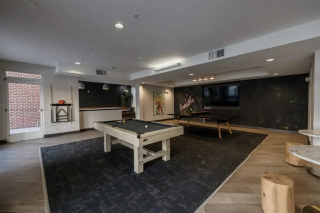 Pool table ping pong tables lounge area at The Pavilion at North Grounds Apartments in Charlottesville Student Accommodation