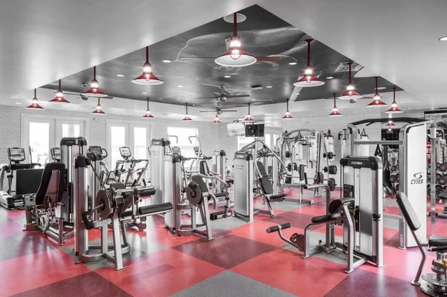 Weight machines and fitness equipment gym at The Holly in Lubbock Student Accommodation