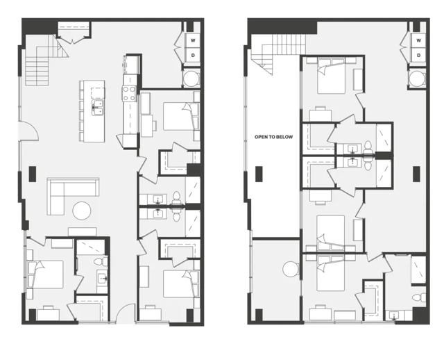 Floor plan showing living areas bedrooms bathrooms floor plan at Northpoint Crossing in College Station Student Accommodation