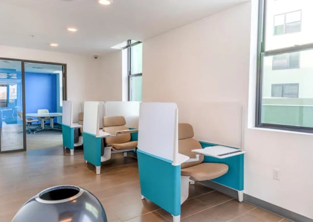 Study carrels with chairs and tables study area at Lark at Kohl in Madison Student Accommodation