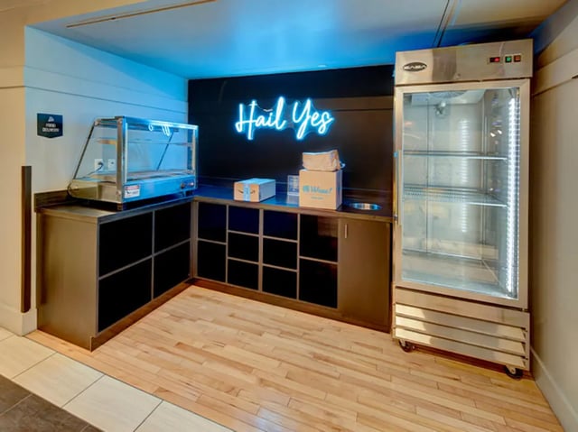 Counter display case refrigerator neon kitchen at Campus Edge Ann Arbor in Ann Arbor Student Accommodation