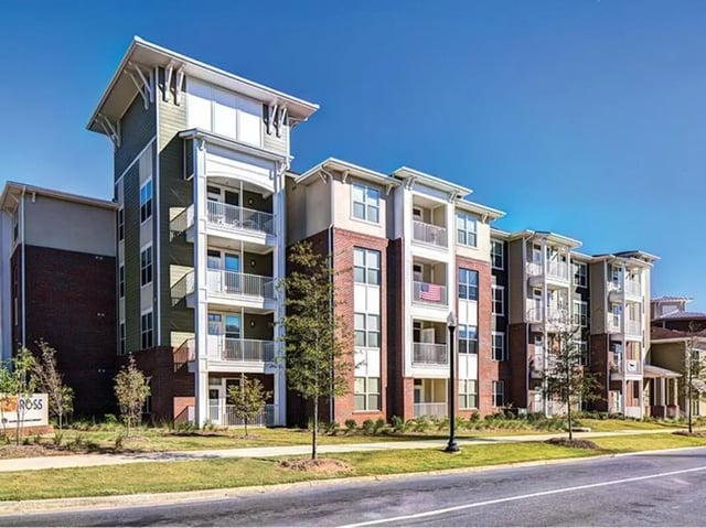 Apartment building with balconies and windows exterior at 160 Ross in Auburn Student Accommodation
