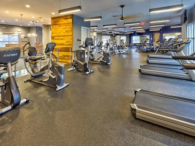 Treadmills ellipticals and weight machines Gym Area at 160 Ross in Auburn Student Accommodation