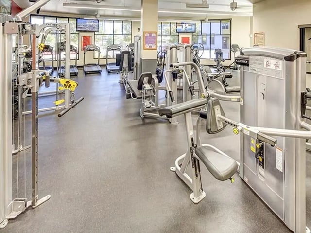 Gym equipment and treadmills fitness area at Casas del Rio in Albuquerque Student Accommodation
