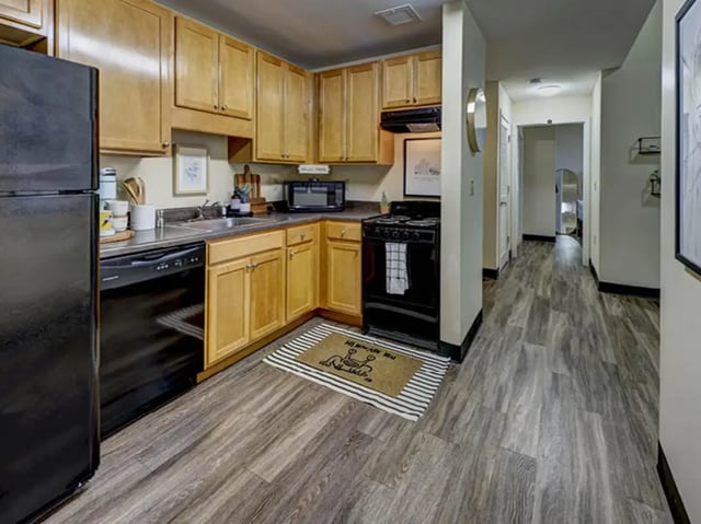 Refrigerator dishwasher stove cabinets sink kitchen at 8 1/2 Canal Street in Richmond Student Accommodation