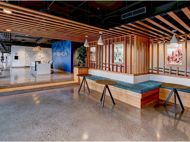 Reception desk and seating area lounge at 959 Franklin in Eugene Student Accommodation