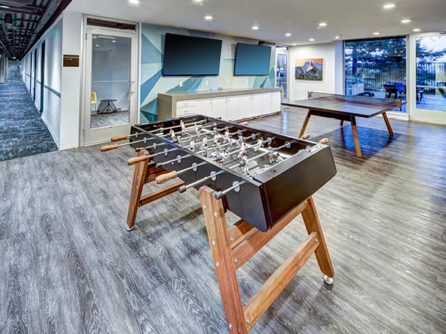 Foosball table ping pong table recreation area at 959 Franklin in Eugene Student Accommodation