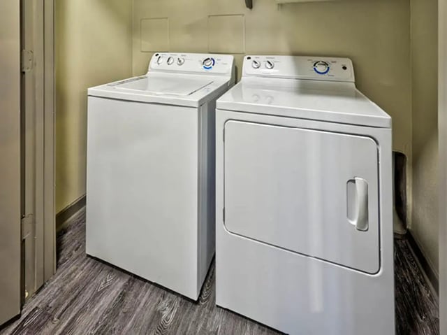 White washer and dryer laundry area at The Arlie in Arlington Student Accommodation
