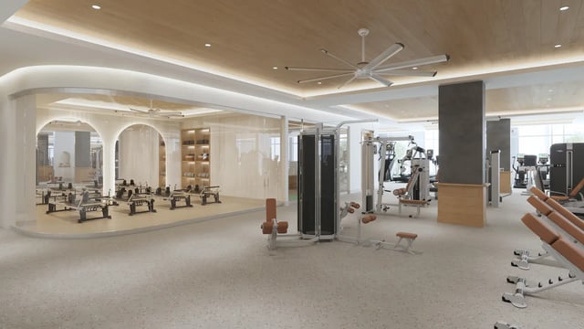 Gym with weight machines and exercise equipment Gym at Morado on Berry in Fort Worth Student Accommodation