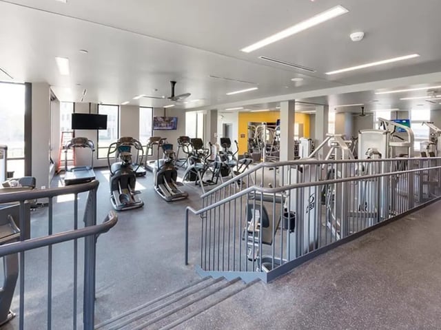 Gym equipment treadmills ellipticals weight machines gym at Honors Academic Village in Toledo Student Accommodation