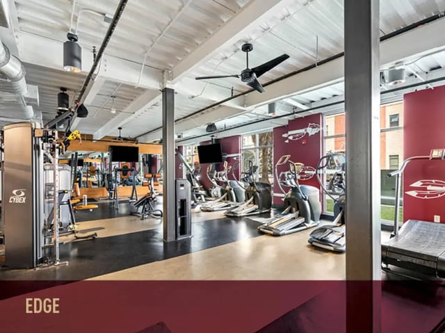 Gym with exercise machines and treadmills fitness area at Stadium Centre - The Edge in Tallahassee Student Accommodation