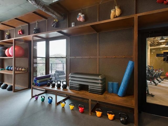 Kettlebells yoga mats foam roller step bench gym Image Type at The James in Madison Student Accommodation