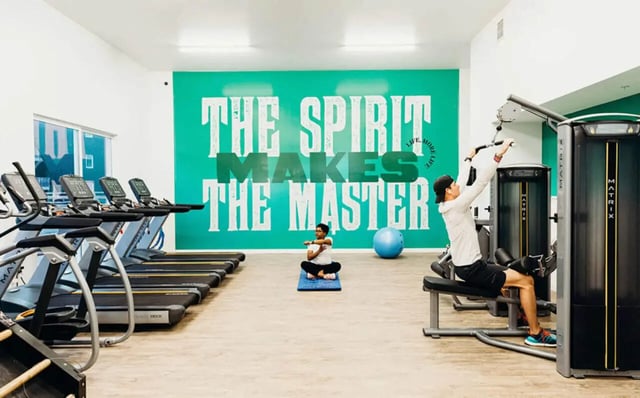 Treadmills weight machines yoga mat gym. at Muse Bowling Green in Bowling Green Student Accommodation