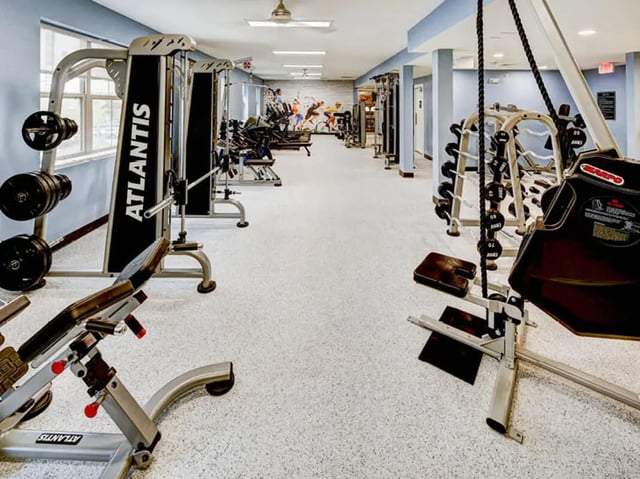 Gym equipment Atlantis machines weights gym area at University Village at Boulder Creek in Boulder Student Accommodation