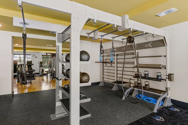 Fitness equipment with weights and exercise balls gym at Current Orlando in Orlando Student Accommodation