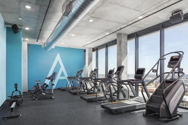 Treadmills stair climber stationary bike gym area at Atmosphere Tempe in Tempe Student Accommodation