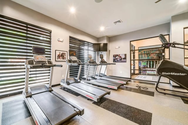 Treadmills and stair climber gym area at University Edge and Dickinson Lofts in Greenville Student Accommodation