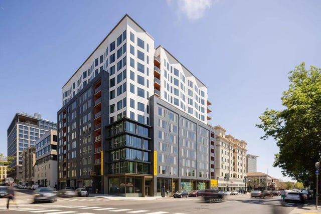 Modern apartment building with many windows exterior at ACE Berkeley Student Apartments in Berkeley Student Accommodation