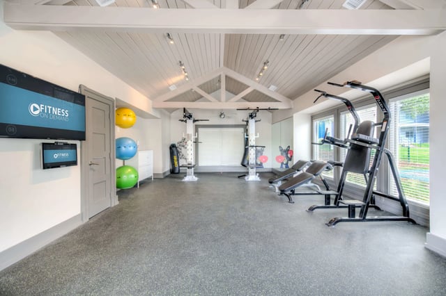 Fitness equipment including punch bag and weights gym at The Reserve San Antonio in San Antonio Student Accommodation