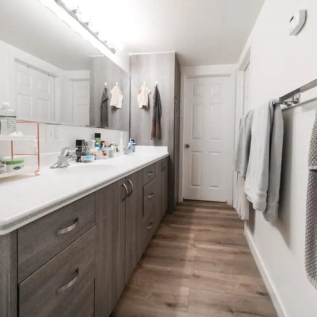 Double sink vanity with towels and doors bathroom at Campus Way in Provo Student Accommodation