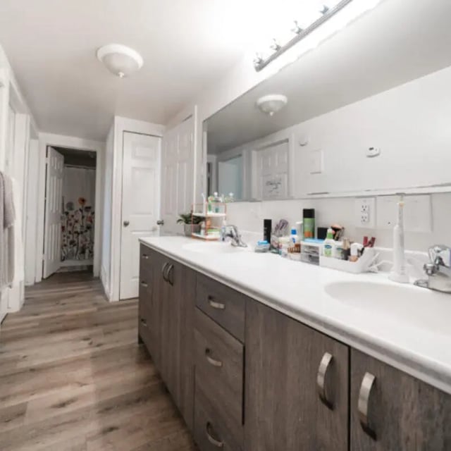 Double vanity sinks with toiletries and shower visible Bathroom at Campus Way in Provo Student Accommodation