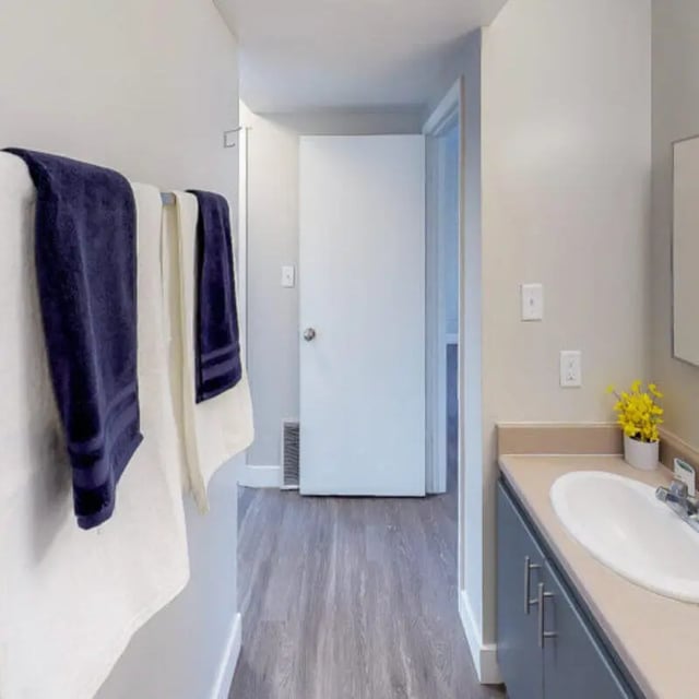Towels on rack sink counter and door bathroom at Campus Way in Provo Student Accommodation