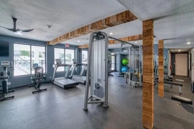 Treadmills exercise machines and weight equipment fitness room at Arden Villas in Orlando Student Accommodation