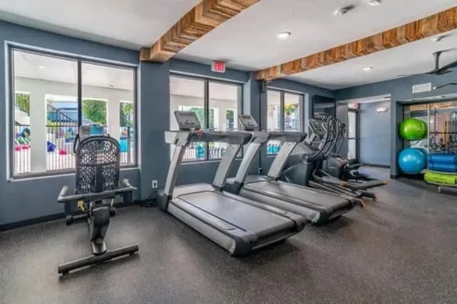 Treadmills ellipticals exercise bike gym balls fitness area at Arden Villas in Orlando Student Accommodation