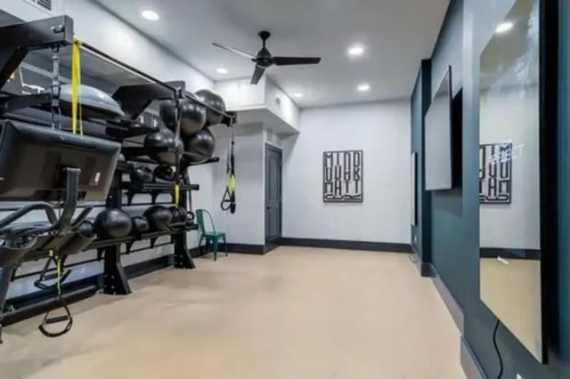 Fitness equipment balls and exercise bike gym at 14 SixtyFive in Kennesaw Student Accommodation