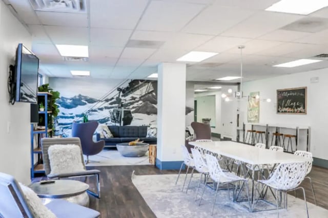 Shared lounge area with dining table and seating living room at Alpine Village in Provo Student Accommodation