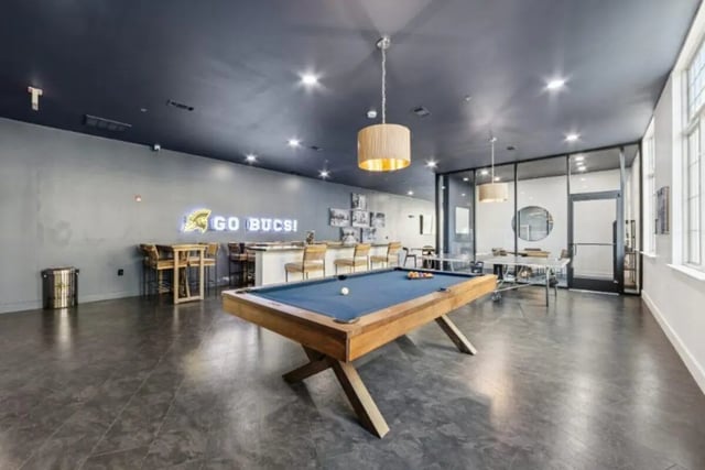 Pool table ping pong bar and seating Game area at The Harbor in Johnson City Student Accommodation