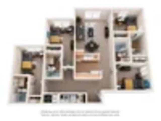 Apartment floor plan with bedrooms living kitchen at Eagles Landing Apartments in Cookeville Student Accommodation
