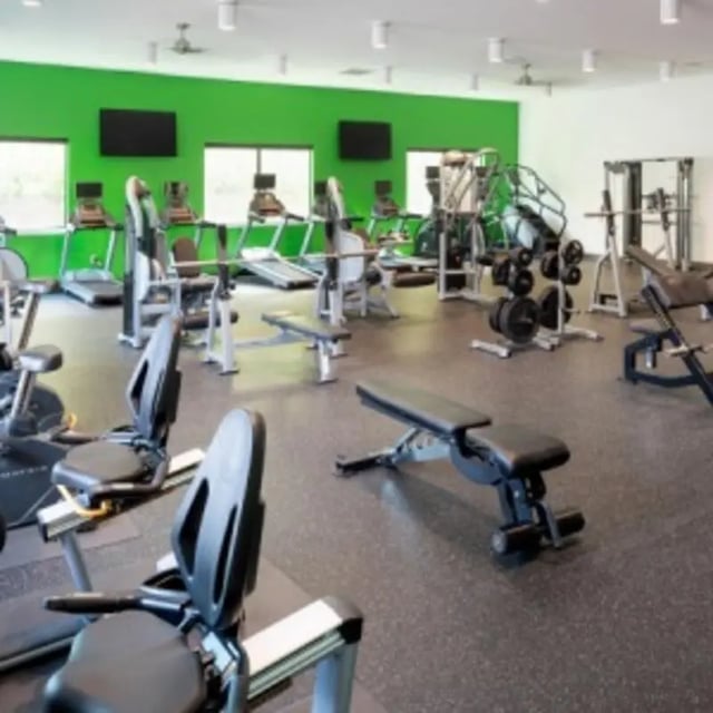 Treadmills bikes and weight machines fitness center at Eastgate Apartments in Waco Student Accommodation