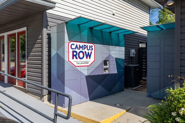 Campus Row lockers with touchscreen and keypad exterior at Campus Row in Tallahassee Student Accommodation