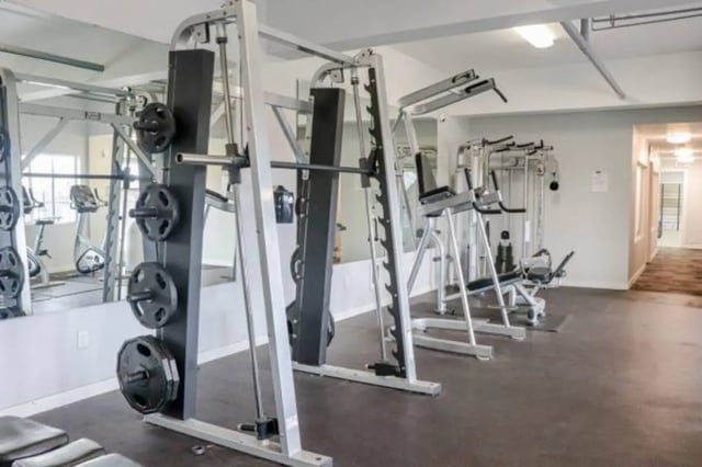 Weight machines and exercise bikes gym area at Cougar Ridge Apartments in Pullman Student Accommodation