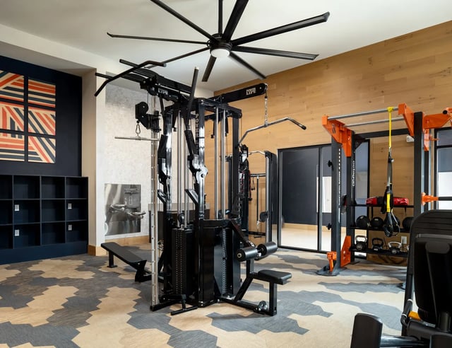 Weight machines weights and benches gym at Dockside Clemson in Clemson Student Accommodation