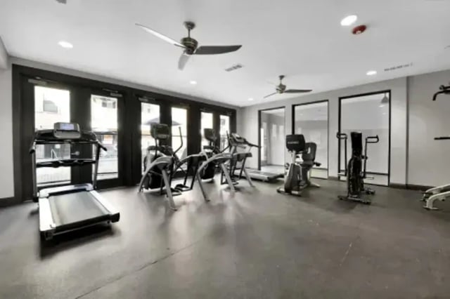 Treadmill ellipticals exercise bikes gym fitness room at GrandMarc Austin in Austin Student Accommodation