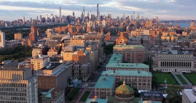 City skyline with university buildings exterior at Monarch Heights Apartments
