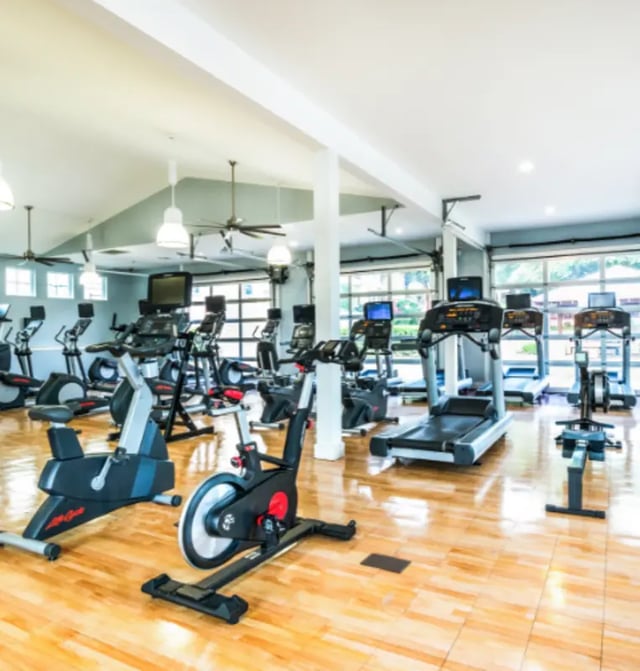 Gym equipment treadmills stationary bikes fitness area at Hillside Ranch in San Marcos Student Accommodation