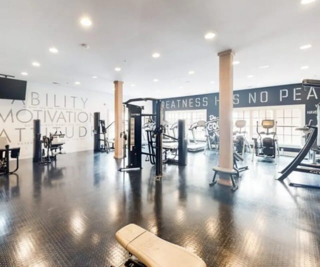 Gym with weight machines and treadmills fitness area at The Hamptons Statesboro in Statesboro Student Accommodation